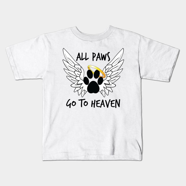 All Paws Go To Heaven Kids T-Shirt by Litho